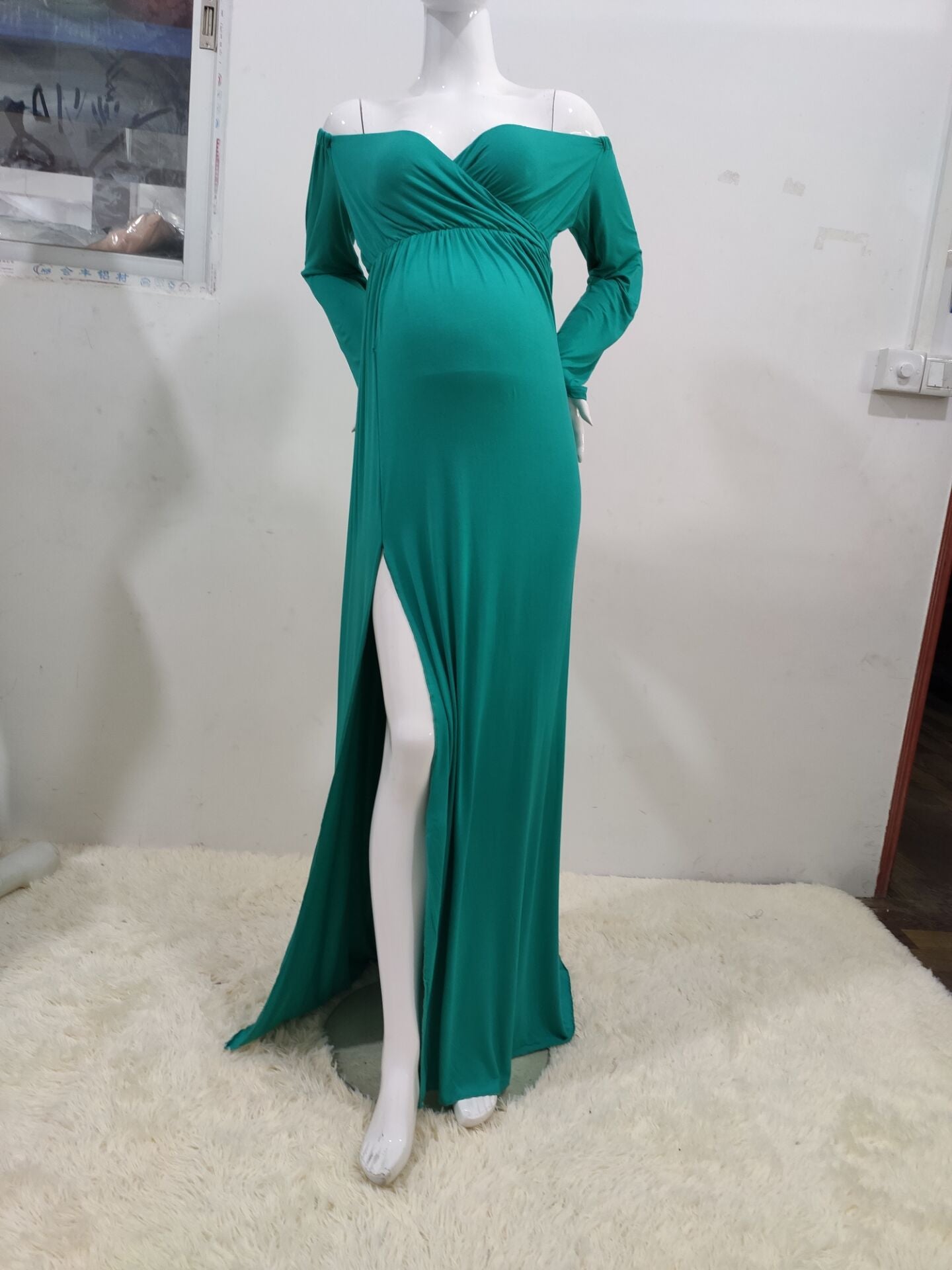 Maternity Photo Shoot Maxi Gown Front Split Pregnancy Dress