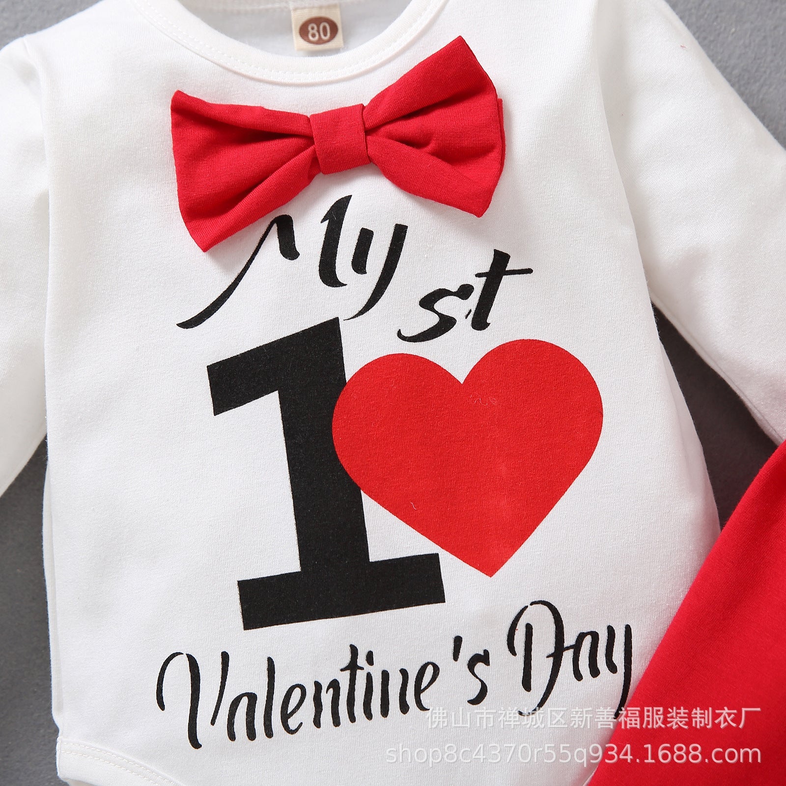 Baby Girl Valentine's Day Hot Seller Bowknot Heart-printed 3 Pcs Sets
