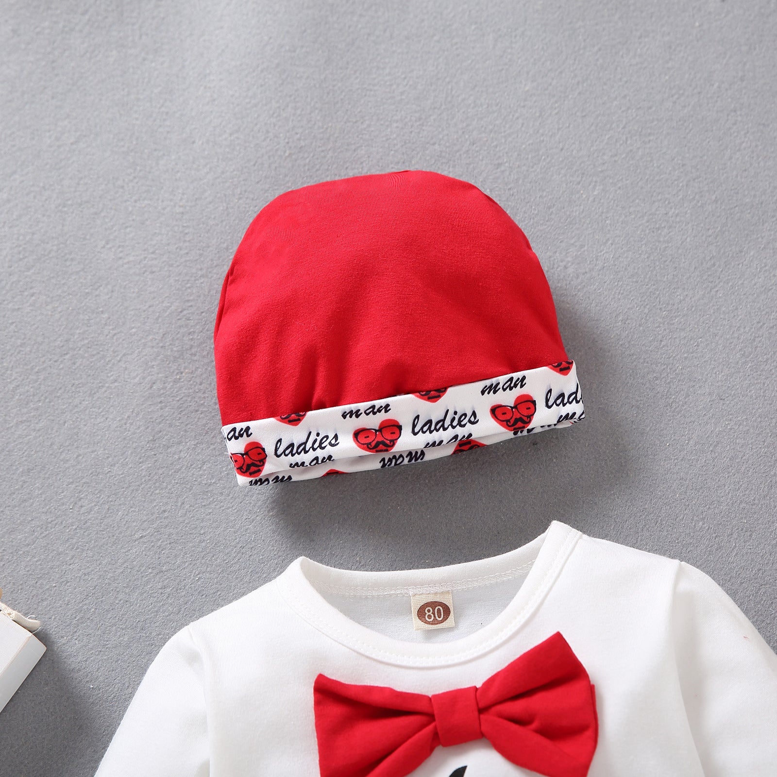 Baby Girl Valentine's Day Hot Seller Bowknot Heart-printed 3 Pcs Sets