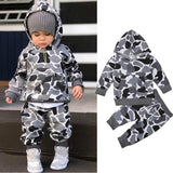 Kids Baby Boys Camouflage Tracksuit Sportwear 2 Pcs Set