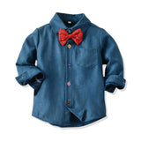 Kid Baby Boy Autumn Winter Long-sleeved Bib Suit 2 Pcs Sets
