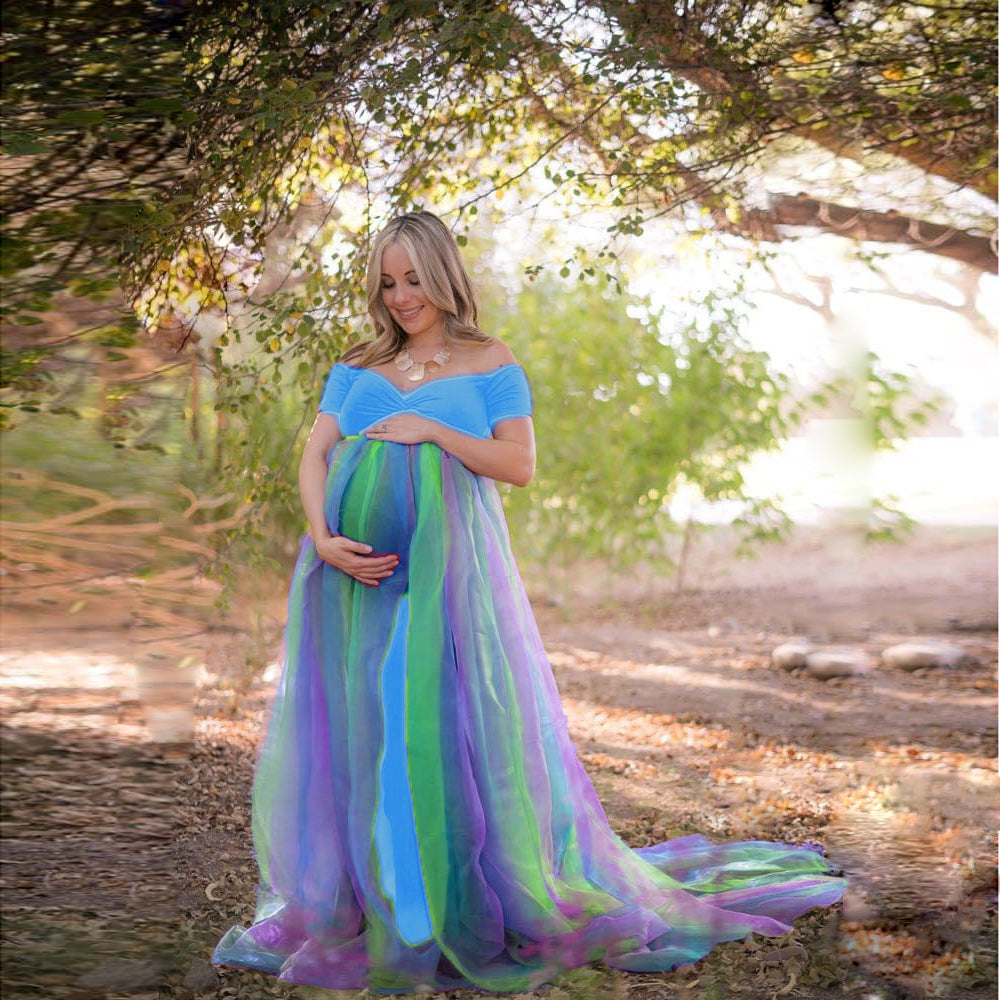 Maternity Long Sleeve Lace Maxi Photography Props Dresses
