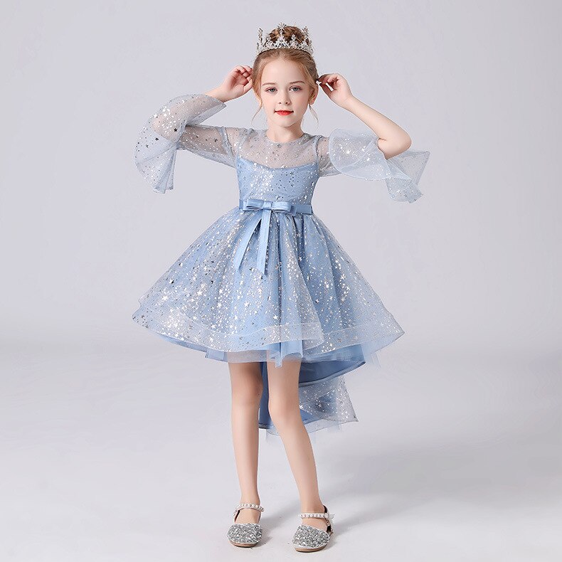 Kid Baby Girls Sequins Tutu Trailing Ball Gown Princess Dress