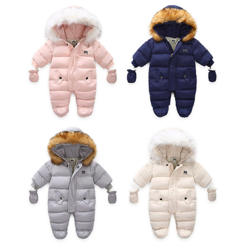 Winter Baby Snowsuit Thicken Hooded Cotton Rompers