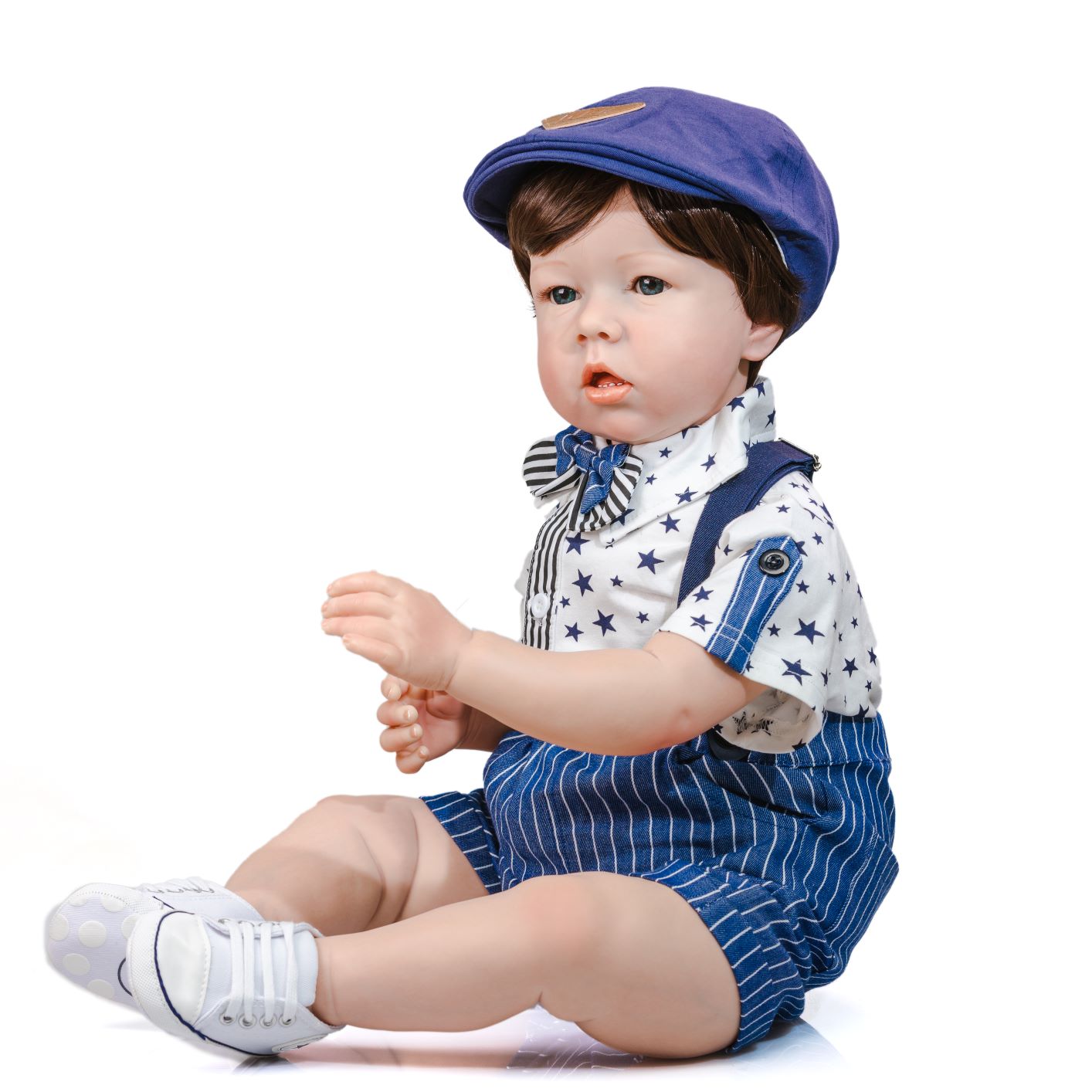 Baby Boy With Bow Hat Gentleman Striped Bow Bodysuit 2 Pcs Set