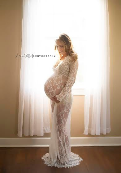 Maternity Pregnant Gown Photography Props Lace Long Maxi Dress