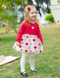 Baby Dress Autumn Long Sleeve Cute Heart Patchwork Mesh Princess Party Dress
