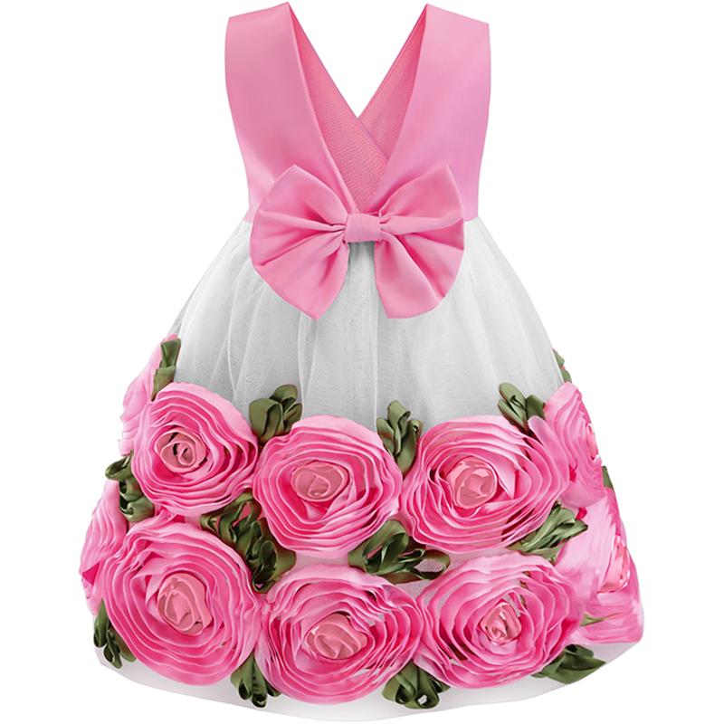 Toddler Kid Girls Flower Birthday Princess Rose Wedding Bridesmaid Dress 2-8T - honeylives