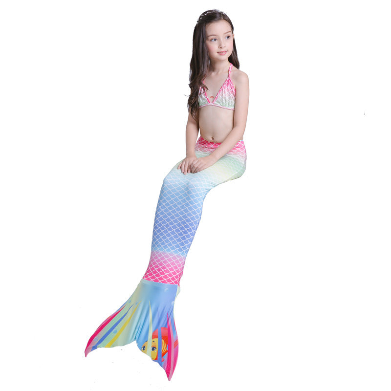 Kid Girl Blast Mermaid Bikini Mermaid Tail Print Swimsuit Sets 2 Pcs