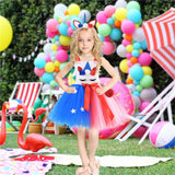 Kids Girls Independence Day with Bow Cartoon Festive Bow Tutu Dress