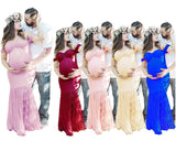 Maternity Ruffle Collar Elegant Photography Props Pregnancy Dress