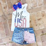Baby Girls 4th of July Independence Day Outfit Tassel Shorts 2 Pcs Sets