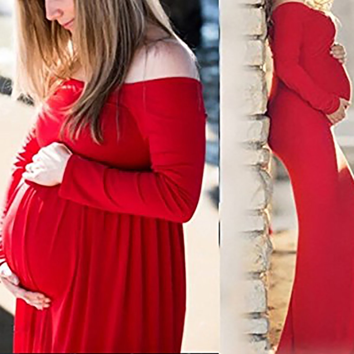 Maternity Photography Props Long Sleeve Pregnancy Maxi Dresses