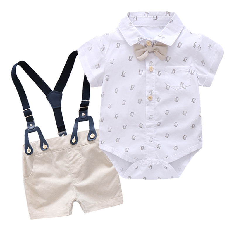 Baby Boy With Bow Hat Gentleman Striped Sets