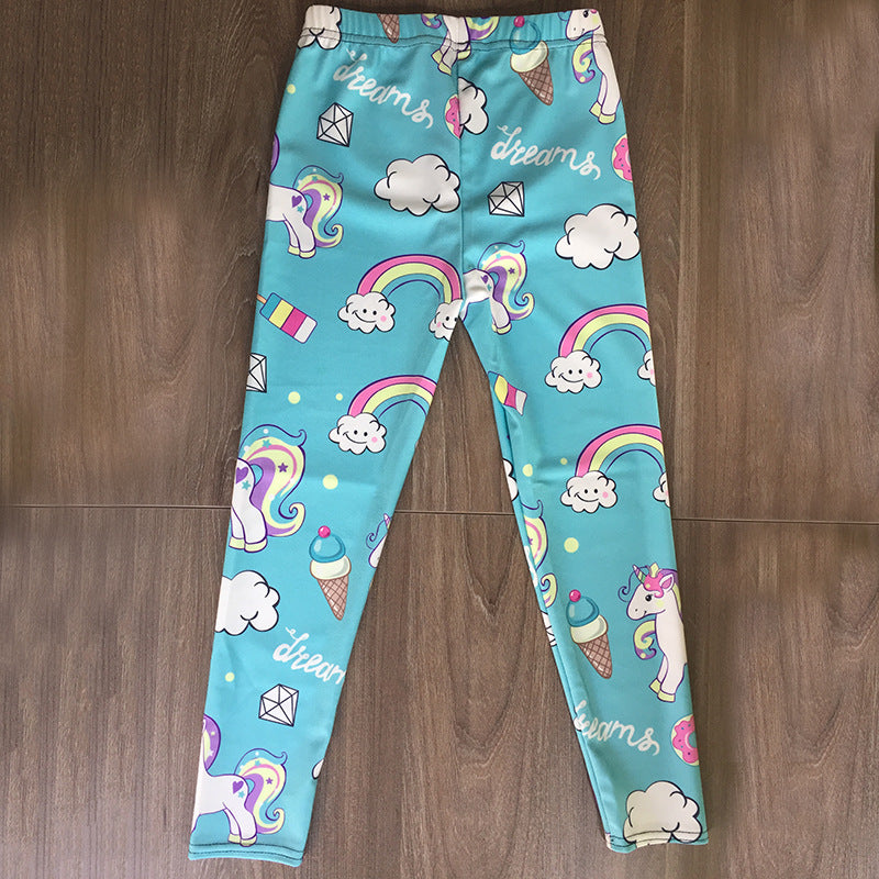 Kid Girl Rainbow Unicorn Print Personalized Leggings Pants