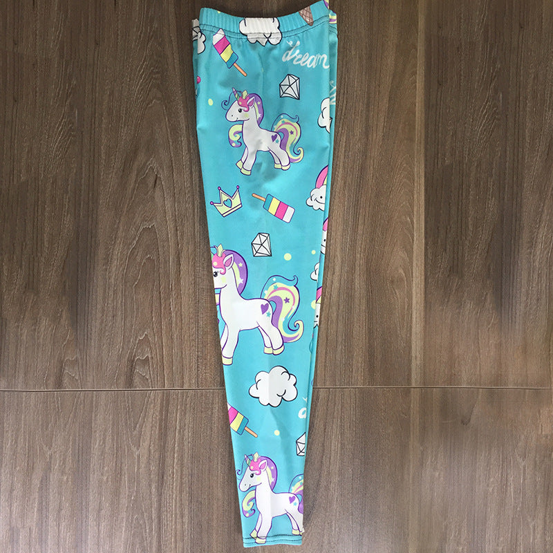 Kid Girl Rainbow Unicorn Print Personalized Leggings Pants