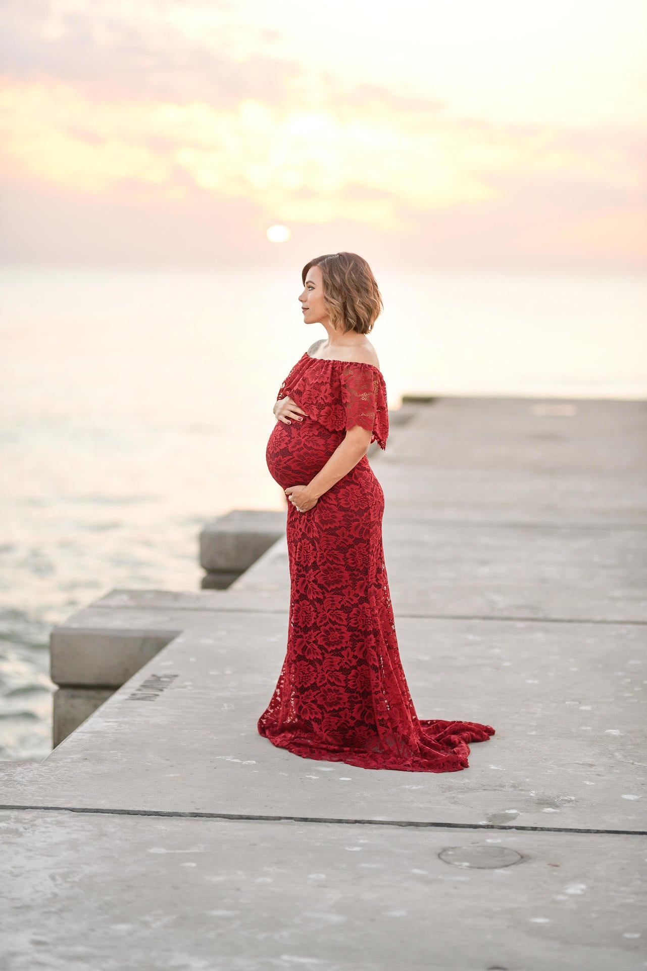 Maternity Photography Props Maxi Lace Pregnancy Dress