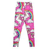 Kid Girl Knit Stretch Unicorn Digital Print Leggings Pants