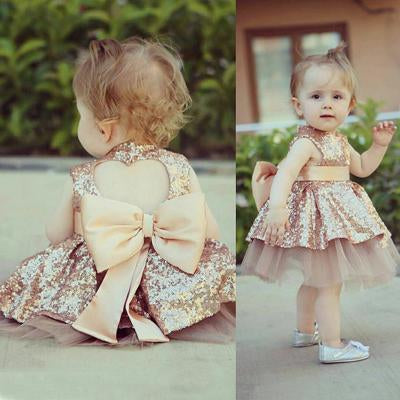 Cute Baby Girl Birthday Party Dress Back-cut Wedding Performance Dress - honeylives