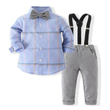 Baby Boy Set Infant Kids Gentleman Plaid Suit 2 Pcs
