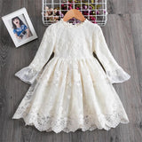 Kid Baby Girls Casual Floral Lace Mesh A-Line Birthday Party Dresses