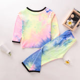 Kid Baby Girl Tie Dyed Long Sleeve 2 Pcs Sets