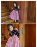 Kid Baby Girl Polka Dots Winter Cotton Patchwork Mesh Dresses