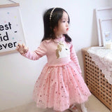Kid Baby Girl  Unicorn Princess Star Sequins Cute Mesh Costume Dresses
