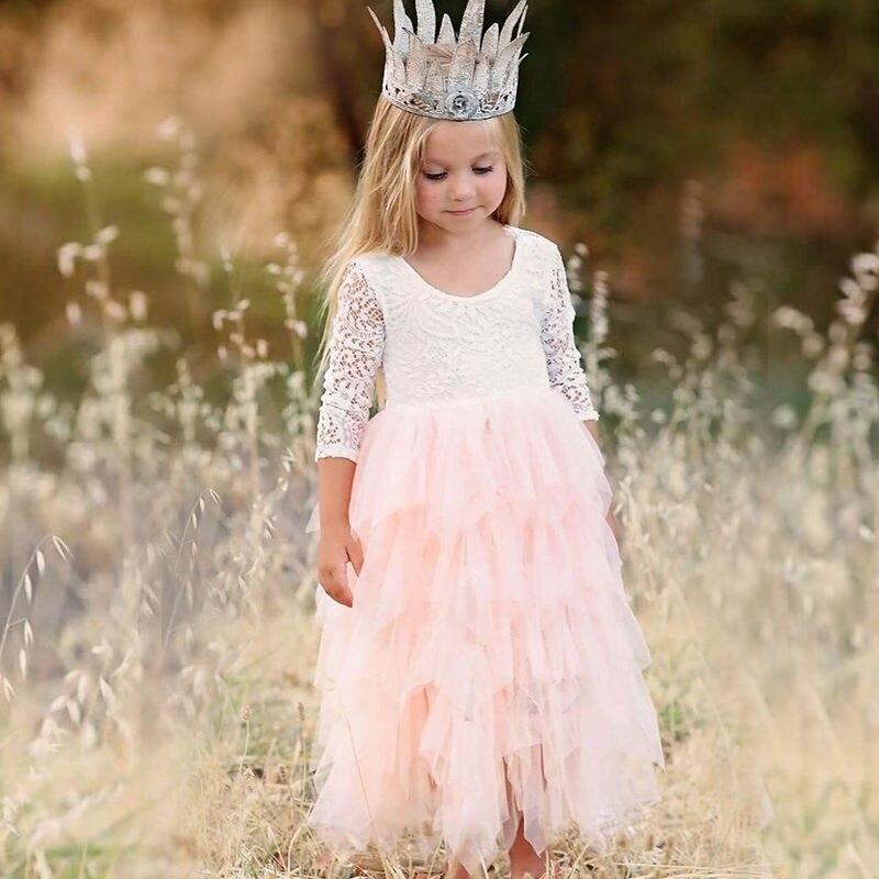 Kid Baby Girl Lace Flower Wedding Princess Party Dresses