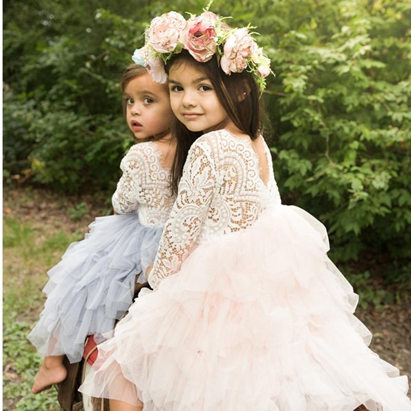 Kid Baby Girl Lace Flower Wedding Princess Party Pageant Dresses