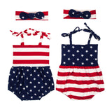 Baby Girl 4th of July Independence Day Bodysuit Sleeveless Rompers