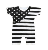 Baby Boy 4th Of July independence Day Short Sleeve Stripe Print Romper