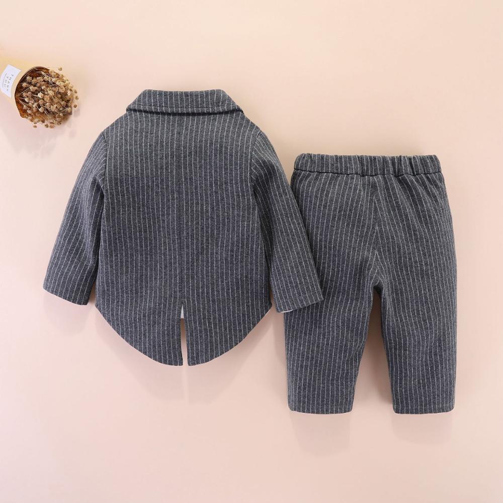 Kid Baby Boy Spring Cotton Suit Birthday Striped Outfit 3 Pcs