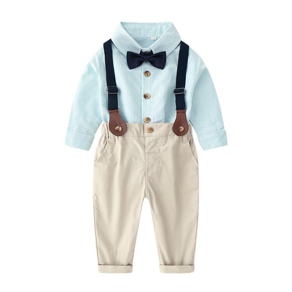Kid Baby Boys Gentleman Baptism Bowtie Suspender Outfits 2 Pcs