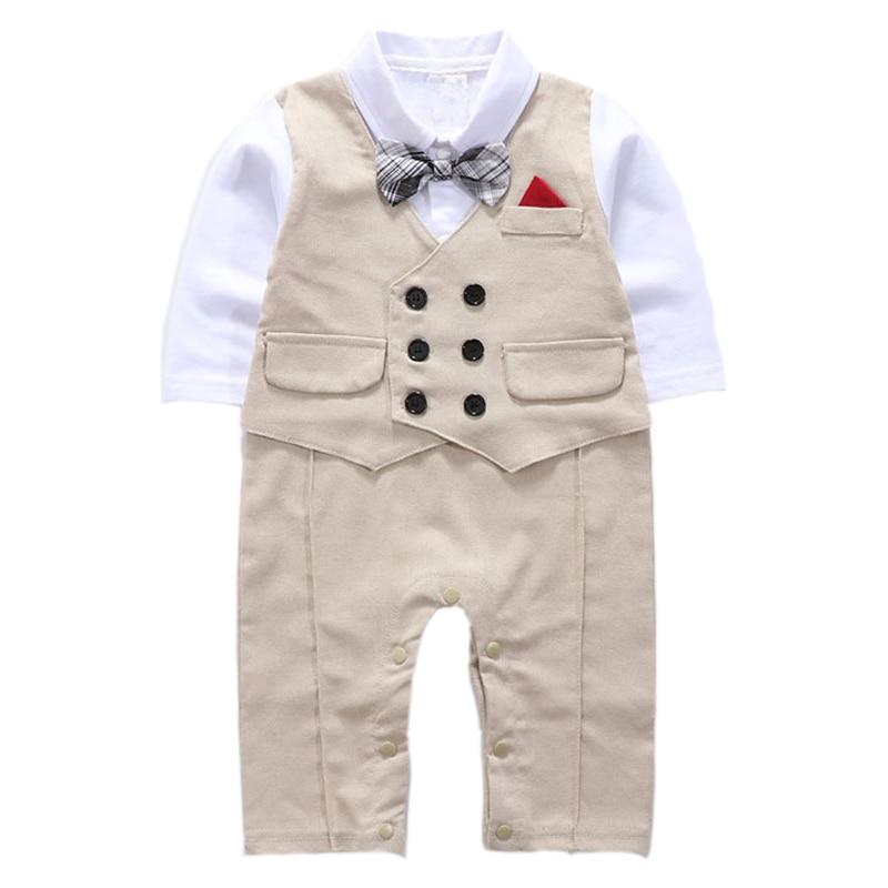 Baby Boys Romper with Bowtie Long-sleeve Gentleman Jumpsuit 3 Pcs /Sets