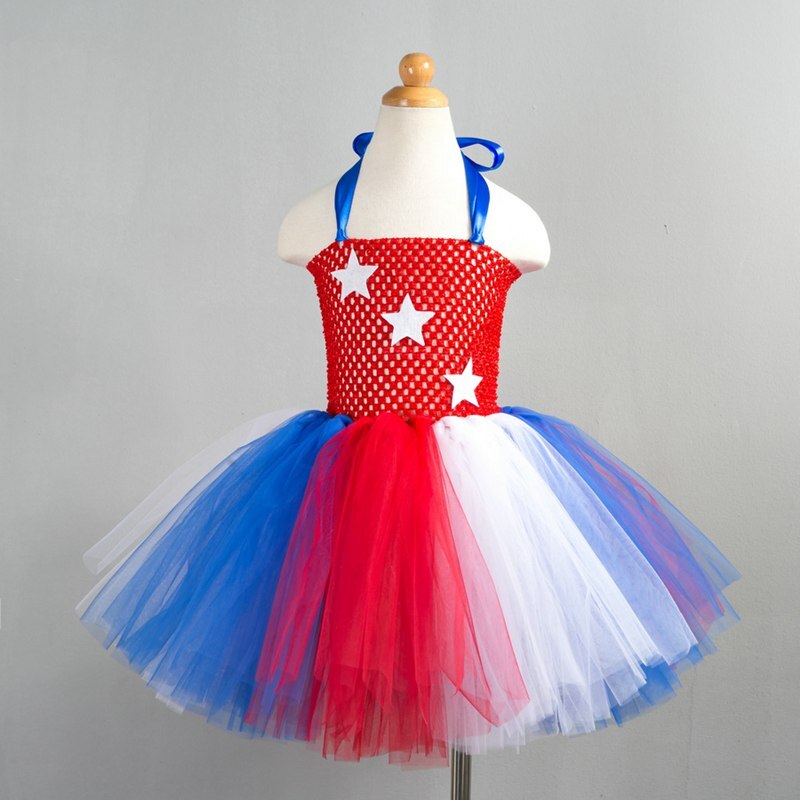 Kid Girl 4th Of July independence Day Lace Tutu Party Dresses