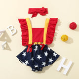 Baby Girl 4th Of July independence Day Backless Bodysuit Rompers