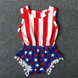 Baby Girl 4th of July Independence Day Sleeveless Bodysuit Rompers