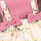 Baby Girl Short Sleeve Floral Print Shorts Headwear Sets
