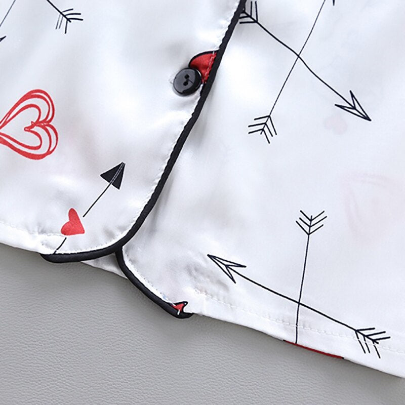 Kid Baby Girl Boy Heart Arrow Print Long Sleeve Pajamas