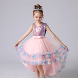 Kids Baby Girls Flower Princess Ball Gown Party Sequins Trailing Tutu Dress