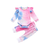 Baby Girl Breathable Fly Sleeve Round Collar Baby Sets 2 Pcs