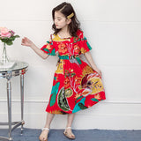 Kid Girl Boho Style Short Sleeve Classic Floral Dress