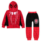 Kid Boys Spiderman Suits Cotton Hooded Sets 3Pcs
