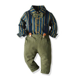 Striped Overalls Sets Outfits 2pcs Kid Baby Boy Suits