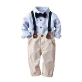 Kid Baby Boys Suit Sky Blue Striped Outfits 3Pcs/Sets