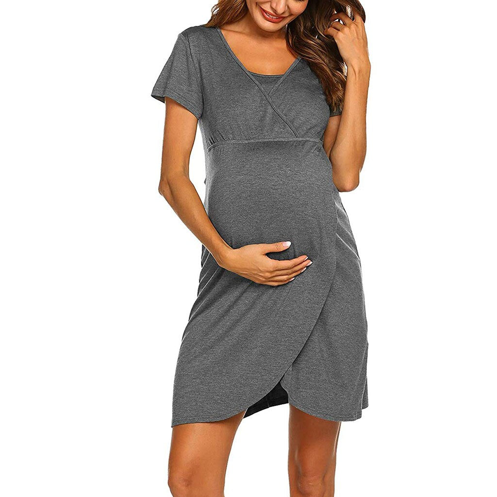 Maternity Stripe Tunic V-Neck Maternity Dress