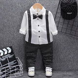 Baby Boy Tops Pant With Belt Suit For Birthday Wedding 3Pcs/Set