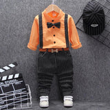 Baby Boy Tops Pant With Belt Suit For Birthday Wedding 3Pcs/Set