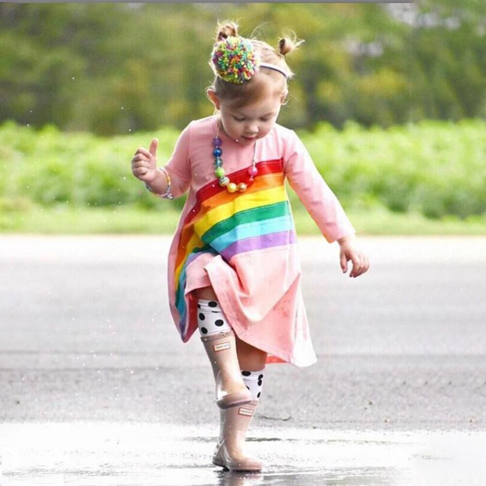 Kid Baby Girl Spring Rainbow Dress